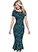VfEmage Womens Elegant Vintage Floral Flower Print Mermaid Midi Mid-Calf Dress