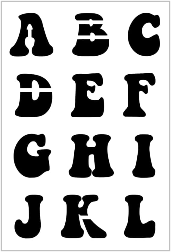 Mixed Media - GROOVY TIME Alphabet Stencil 2
