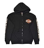 HARLEY-DAVIDSON Men's Hooded Sweatshirt, Bar & Shield Zip Black Hoodie 30299142