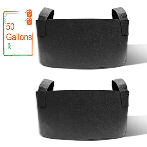 Gardzen 2-Pack 50 Gallon Grow Bags, Aeration Fabric Pots with Handles, Pot for Plants