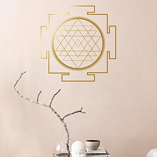 Fengdp Sri Yantra Kids Decor Mural SACRED GEOMETRY GEOMETRIC Wall Decal Line Circle Mandala Vinyl Wall Stickers Room Decoration 57 * 57CM