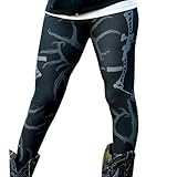 Perman Women Printed Skinny Stretchy Pants Leggings (L, Black)