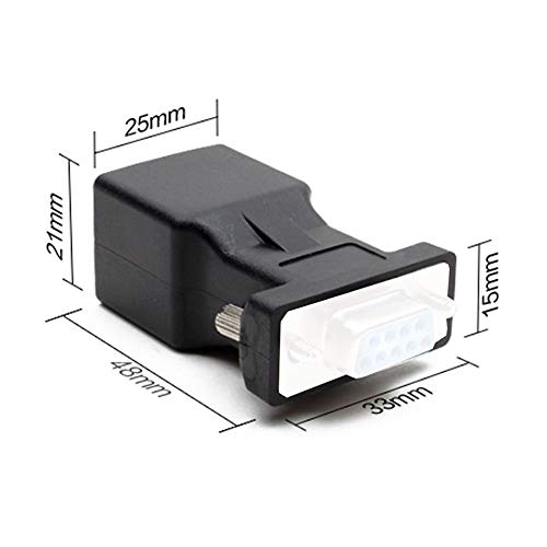 DB9 RS232 Female Port to RJ45 Female Connector Network Adapter, DB9 Serial Port Extender to LAN CAT5 CAT6 RJ45 Network Ethernet Cable Adapter - Thumbnail 2