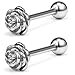 Ruifan 2pcs Vintage Flower Rose Straight Barbell Nipple Tongue Ring Piercing 14G 5/8