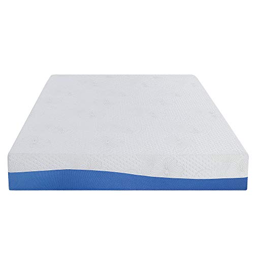 PrimaSleep Wave Gel Infused Memory Foam Mattress, 10'' H, Twin, Blue
