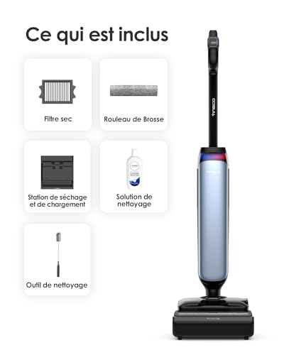 Tineco Floor One S9 Artist Vacuum Cleaner with Elegant Design, 22,000 Pa, 360° SmoothDrive, Tangle-Free, 50 Min Battery Life, 2 Sides Cleaning Edges, Flattens to 180 Degrees, Vacuum Cleaner, FlashDry at 85 °C