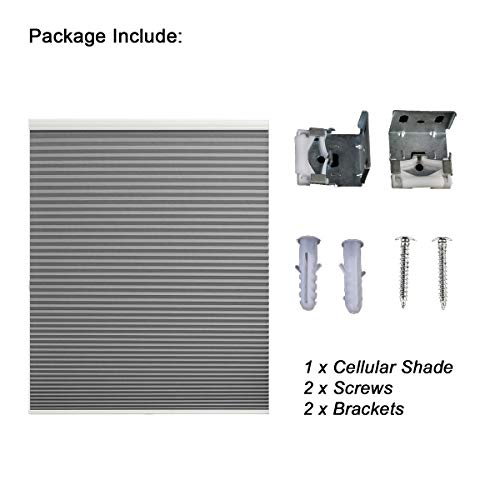 Cordless Cellular Shades Blackout Honeycomb Blinds Fabric Window Shades 24x36 inch, Cool Silver(Blackout) - Thumbnail 6
