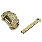 Crqes 1 Pcs Chinese Vintage Antique old style excellent Brass Carved Word padlock lock
