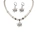 Bavarian Imitation Pearl Necklace and Edelweiss Earring Set (White) - Traditional German Dirndl, Lederhose Jewelry
