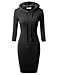 J.TOMSON Women’s Bodycon 3/4 Raglan Sleeve Hoodie Dress with Kangaroo Pockets