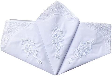 Pretty White Embroidery Floral Cotton Handkerchiefs Wedding Cute Lace