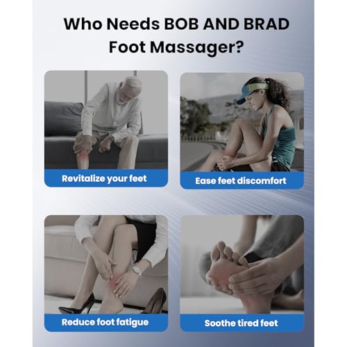 BOB AND BRAD Shiatsu Foot Massager with Heat and Remote, Deep Kneading Massage for Standing Worker, Fits up to Size US 14, 3 Heating Levels, 3 Adjustable Modes & Compression for Mom Dad Senior
