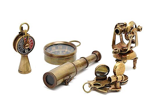 Mahira Nautical Set-Miniature Telescope,Theodolite,Telegraph,Sextant,Compass/Accessorize a Steampunk Outfit A