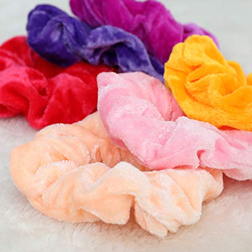 KECUCO 50 Colors Women's Velvet Hair Scrunchies Ponytail Holder Elastic Hair Bands, Including 52 pcs Velvet Scrunchy Hair Ties Ropes Scrunchie for Women or Girls Hair Accessories(COLOR3)