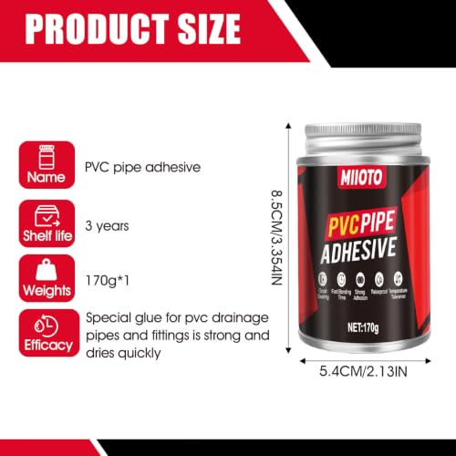 Miioto PVC Glue, Inflatable Mattress Patch, Pool Glue, Suitable for Inflatable Boats, Truck Tarpaulins, Pond Liner Glue, 170 g | Adecuado para Botes Inflables, Lonas para Camiones, pegament para Revestimiento de Estanques, 170g