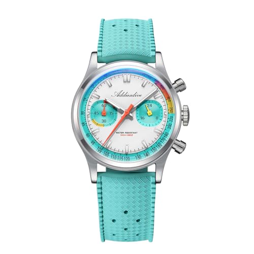 ADDIESDIVE Men’s 38mm Quartz Chronograph Watch, 100M Water-Resistant, BGW9 Luminous, 316L Stainless Steel, Nylon Strap, FKM, Rubber