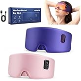 Heated Eye Mask for Dry Eyes, Cordless Warm Eye Compress 120-Min Battery, Eye Strain Relief, Washable Silk Travel Eye Mask with Extra Cover for Better Sleep (Pink & Purple)