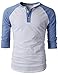 H2H Men's Slim Fit Casual Color Blocked Front Placket Baseball Jersey Knit Shirt Blue US M/Asia L (CMTTS0174)