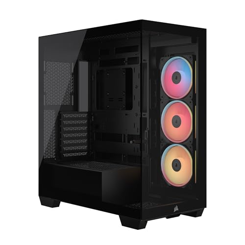 3500X LX-R RGB Boîtier PC Mi-Tour avec Vitre Panoramique – 3 Ventilateurs RGB LX120-R Préinstallés, Comprend System Hub, Peut Accueillir Jusqu'à 10 Ventilateurs de 120 mm – Noir