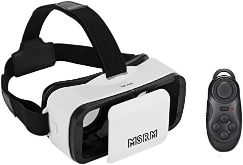 MSRM White 3D VR Glasses,3D VR virtual reality headset Movie Game For IOS, Android ,Microsoft&amp; PC phones Series within MINI 4.5-5.5inches.With Bluetooth gamepad / remote / self timer