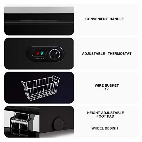 WATOOR 3.5 Cu.ft Chest Freezer Small Deep Freezer Mini Outdoor Chest Freezers Upright with 2