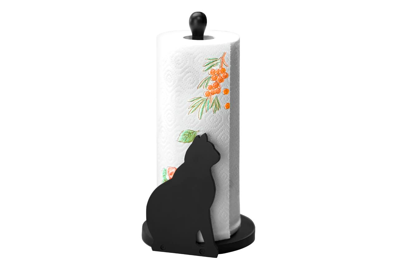 Maximex Paper roll Holder Cat, Wood, Black, 15 x 30 x 15 cm