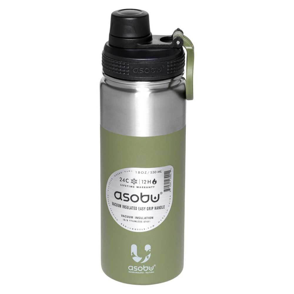 Asobu BPA Free Alpine 18 OZ Flask Water Bottle Made of Stainless Steel with Easy Grip Handle and Easy Access Spout Stays Hot/Cold for 12/24 Hours (Green)