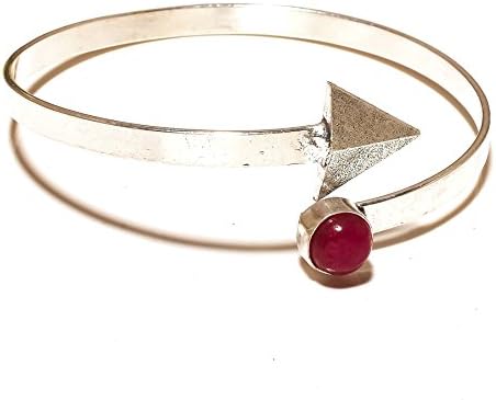 Gorgeous! Handmade Jewelry! Red Dyed Ruby Sterling Silver Overlay Bangle/Bracelet Free Size