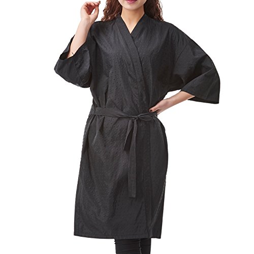Colorfulife Salon Client Gown Robe Bump Stars Pattern Smock Kimono Hairdressing Cape Dress Beauty SPA Hotel Barber Guest Clothes Night-gown Wrap A023 (Black)