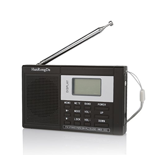Radioddity RF22 FM AM SW World Band Portable Digital Radio Shortwave Multiband Receiver, with Clock Alarm Time Display Function, Support 3.5 mm Audio Jack