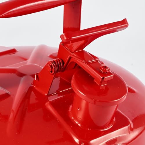 VEVOR SAFETY METAL CONTAINER, 2.5 GALLON TYPE I RED METAL CONTAINER FOR LIQUID MATERIAL WITH STAINLESS STEEL FLAME ARRESTER, SELF-CLOSING LID & PE FUNNEL, CARBON STEEL FLAMMABLE SAVING WITH HANDLE