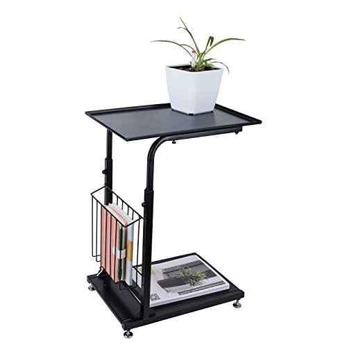 Vencer Height Adjustable Feet Sofa side table Console table with storage Black