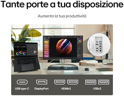 27UQ850V Monitor 27" UltraHD 4K LED IPS HDR 400, 3840x2160, AMD FreeSync 60Hz, Audio Stereo 10W, HDMI 2.0 (HDCP 2.3), Display Port 1.4, USB-C (90W), USB 3.0, AUX, Stand Pivot, Flicker Safe, Bianco