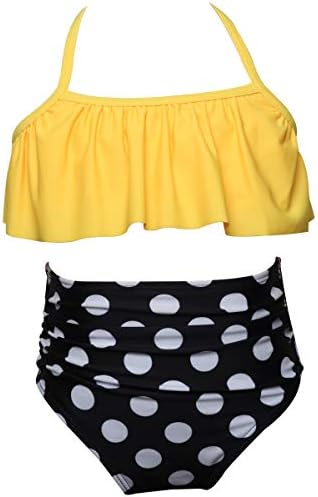RosiikaGirls Kids Swimsuit Two Pieces Bikini Set Ruffle Falbala Swimwear Bathing Suits