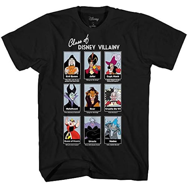 Disney Villains Class Of Villainy Cruella Ursula Maleficent Hades Scar Hook Mens T Shirt