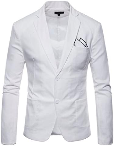 Men's Lightweight Slim Fit Suit Two-Button Casual Linen Coats Jacket