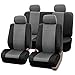 FH Group Universal Fit Seat Cover - Faux Leather (Gray/Black) (Full Set with 4 Headrest Covers)