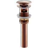 Tochange Antique Copper Faucet Accessory,Bathroom Basin Sink Water Drain Vessel Strainers Without Overflow/With Overflow,Electroplated Rose Gold Color (Design : With Overflow Hole)