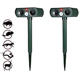 NatureMax Ultrasonic Animal Repeller, Solar Powered Pest Repeller, Waterproof Outdoor Repellent (2 Pack) with Motion Activated PIR Sensor, Repel Snakes, Small Animals, pest.