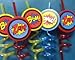 Fun Express Plastic Swirly Superhero Straws - 1 Dozen