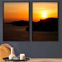 2 Piece Framed Canvas Wall Art Sunset and Ocean Landscape Canvas Prints Home Artwork Decoration for Living Room,Bedroom - 16