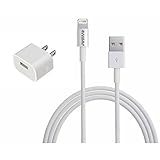Necano, Iphone 5 5c 5s 6 6s plus SE 7 Charging Set USB Data Sync Cables and Wall Charger, White