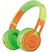 Contixo KB-2600 Kid Safe 85DB, Wireless Bluetooth LED Headphone with Volume Limiter, Microphone, and FM Radio (Green/Orange)