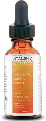 High Potency Vitamin C Serum Drops Bottle + Hyaluronic Acid + Vitamin E (2 ounces (60 milliliters))