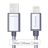 Lumsing Nylon Braided Lightning to USB Cable 3.3 feet/1M Apple MFI Certified Sync data Charging Cable for iphone 5/5s/6/6s/6Plus/6s Plus/Pro/Ipad (Silver)