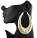 2 Pairs of Goldtone 3 Inch Oval Shaped Bamboo Door Knocker Style Hoop Earrings