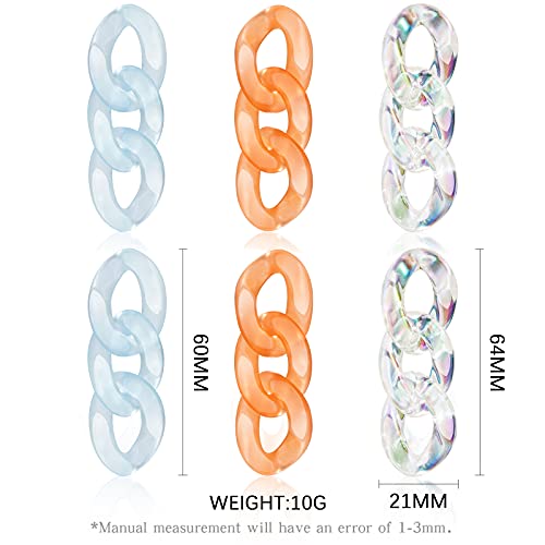 Heytree 3 Pairs Cool Luminous Fruit Jelly Chain Earrings For Women Girls Korean Temperament Personality 2021 Cold Wind Candy Color Chain Geometric Earrings