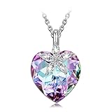 NINASUN Thanksgiving Gifts for Women Necklace s925 Sterling Silver Pendant Swarovski Crystal Heart Jewelry for Women Anniversary Birthday Gifts Idea from for Wife Girlfriend Grandma Bauhinia Blossom