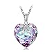 NINASUN Heart Necklace for Women 925 Sterling Silver Pendant Swarovski Purple Crystals Fine Fashion Costume Jewelry Birthday Anniversary Gifts Her Lady Girls Girlfriend Wife Sister Mum Mother Friend
