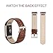 AK Fitbit Charge 2 Leather Band, Replacement Luxury Genuine Leather Band Strap for Fitbit Charge 2 (Coffee Brown)
